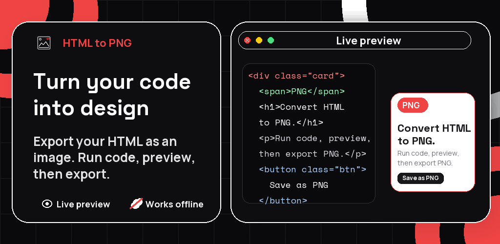 HTML to PNG 1 HTML to PNG feature graphic